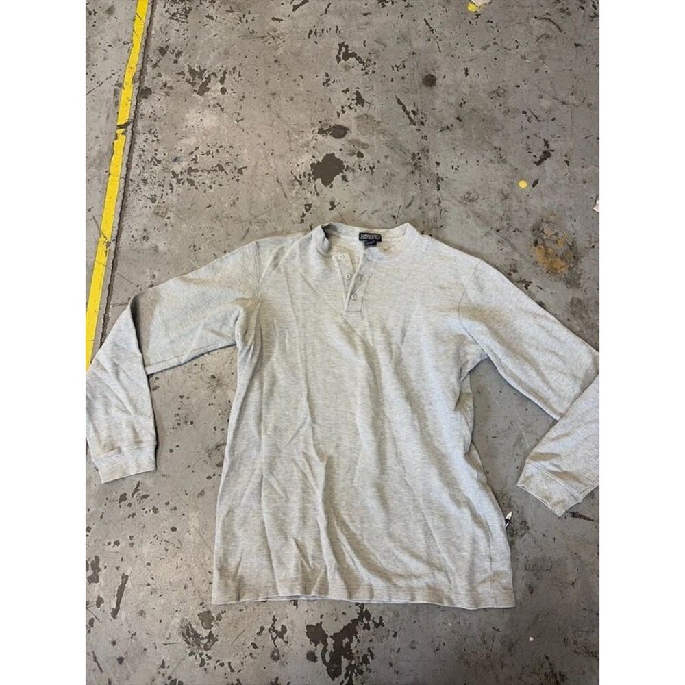 Lands End 100% cotton Grey waffle knit Henley